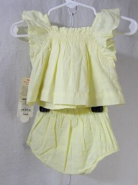 Cat & Jack Yellow summer two-piece set with a smocked bodice and ruffle sleeves